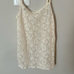George creme spaghetti strap lace top M